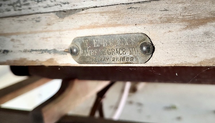 patent tag on Burns Bros Ice Wagon 1889