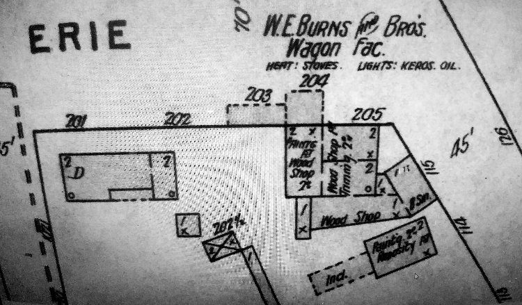 Sanborn Map 1885 Burns Bros. at Erie and Water Sts Havre de Grace MD