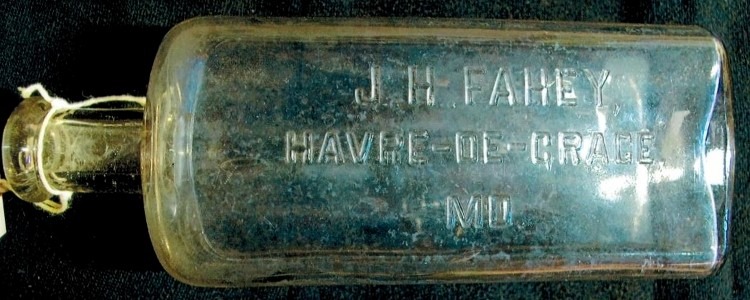 vintage bottle, J. H. Fahey, Havre de Grace