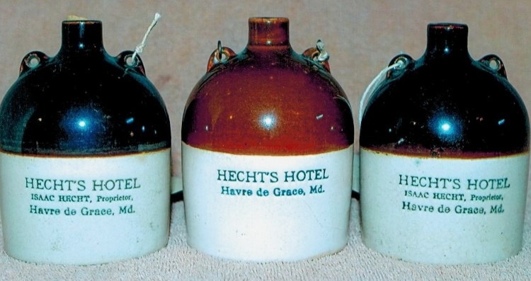 vintage jugs, Hecht's Hotel, Havre de Grace, MD