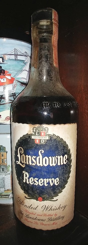 Vintage Bottle of blended whiskey by Lansdowne Reserve, Landsdowne Distillery, Havre de Grace MD