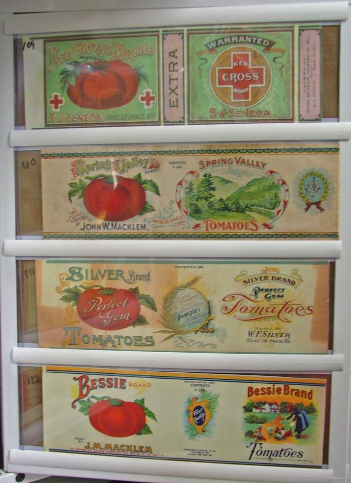 Early local canning labels for Havre de Grace MD