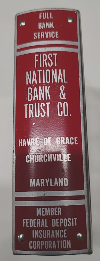 First National Bank of Havre de Grace - metal book bank