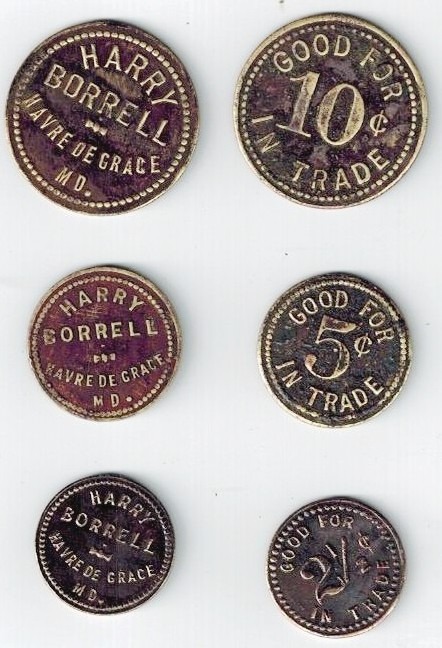 Harry Borrell Merchant Tokens - Havre de Grace