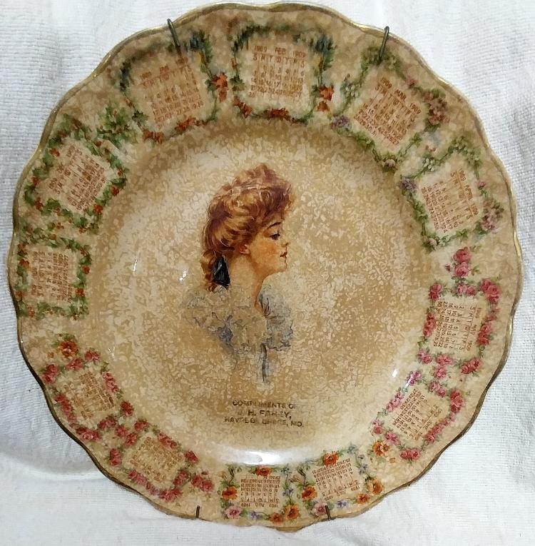 calendar collector plate from J. H. Fahey of Havre de Grace