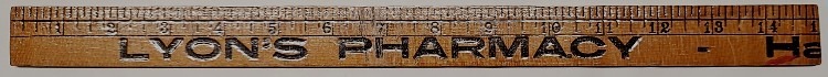 Vintage Yardsticks - Havre de Grace MD - partial yardstick from Lyon's Pharmacy