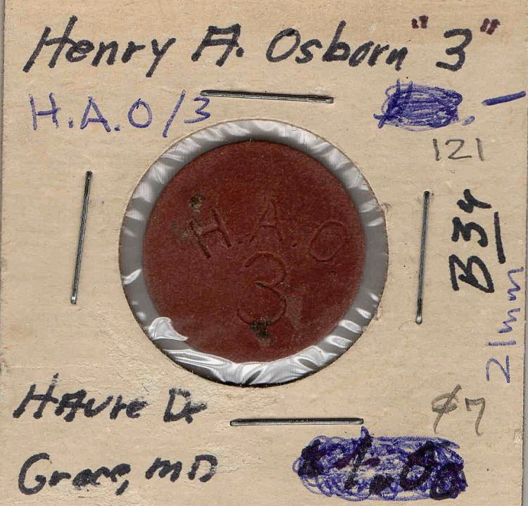 Henry A Osborn Havre de Grace token - HAC 3
