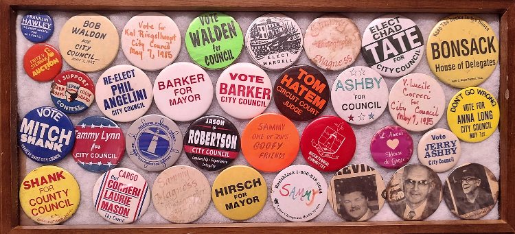 display of Campaign Buttons for elections - City of Havre de Grace History