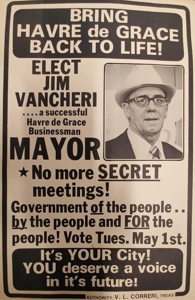 Jim-Vancheri for Mayor - ad - City of Havre de Grace History