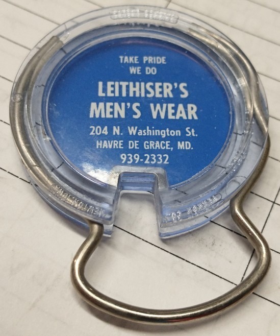 Key ring collectible from Leithiser's Men's Wear in Havre de Grace