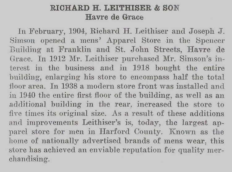1940s news clipping highlighting the success of Leithiser's Men's Shop's success!