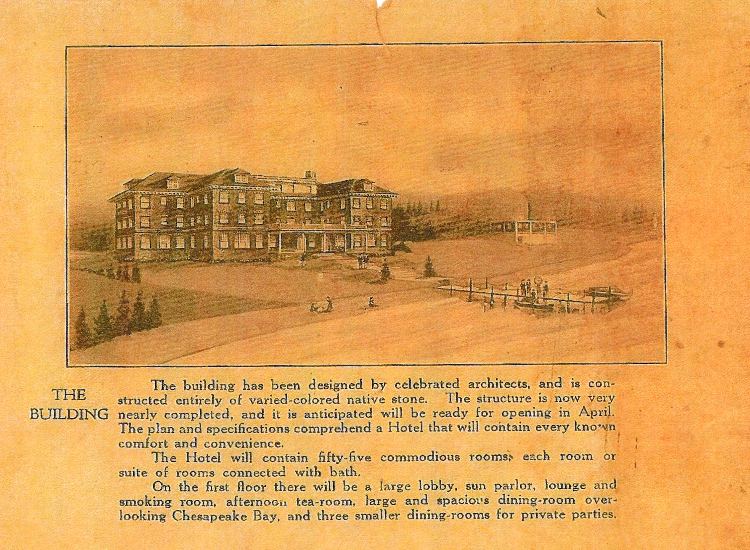 An image of the 1921 Bayou Hotel in Havre de Grace with written description.