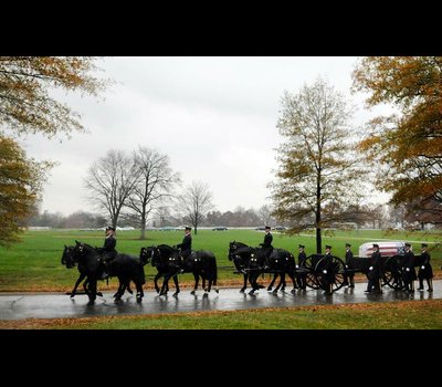 The caisson carrying the body of Lt. Col. Juanita Warman at Arlington Cemetery.