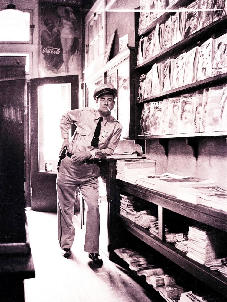 a local Havre de Grace policeman, visiting McLhinney's News Depot in Havre de Grace