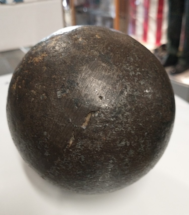 Photo of a 4" - 9 pounder - cannonball from War of 1812