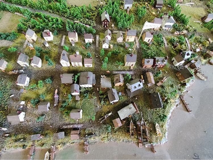 A photo of the diorama of the center of town, Havre de Grace, before the destruction during the War of 1812. 