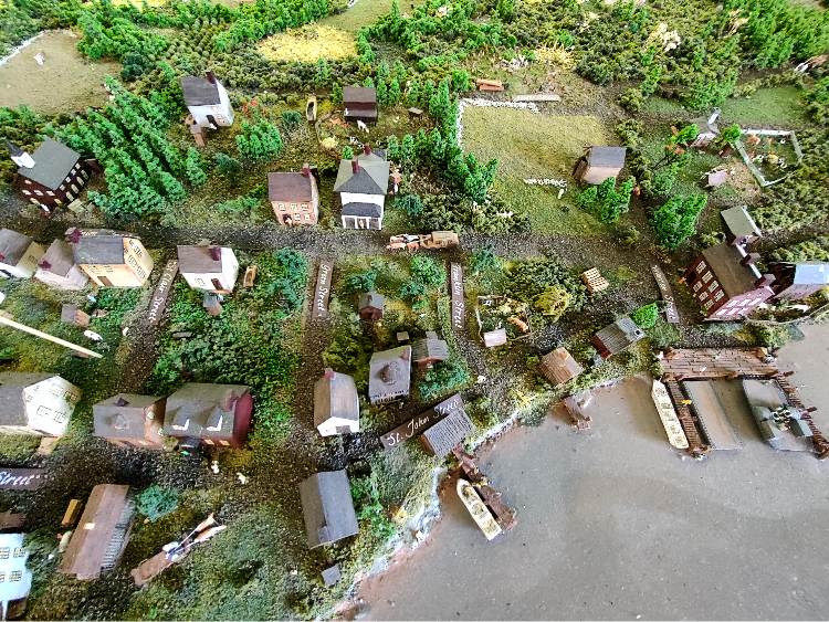 Slightly north of the center of town, Havre de Grace, diorama of how it looked before the destruction during the War of 1812.