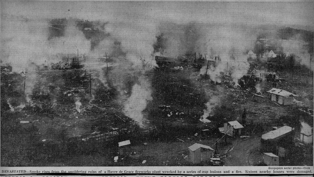 Image from the article from Sun Newspaper about the Havre de Grace Fireworks Co. Explosion, Feb. 9, 1960 