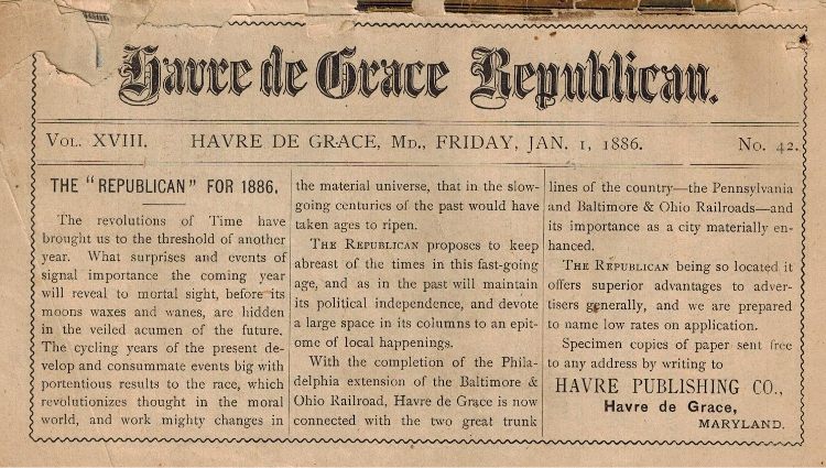 Havre de Grace Republican Almanac 1886