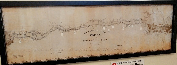 photo of the drawing of the lock locations at the Havre de Grace end of the Tidewater Canal