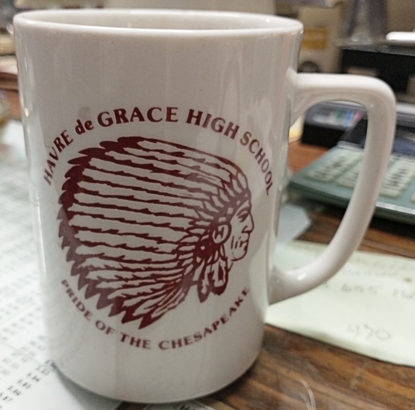 one of several coffee mugs from the Havre de Grace Warriors collection
