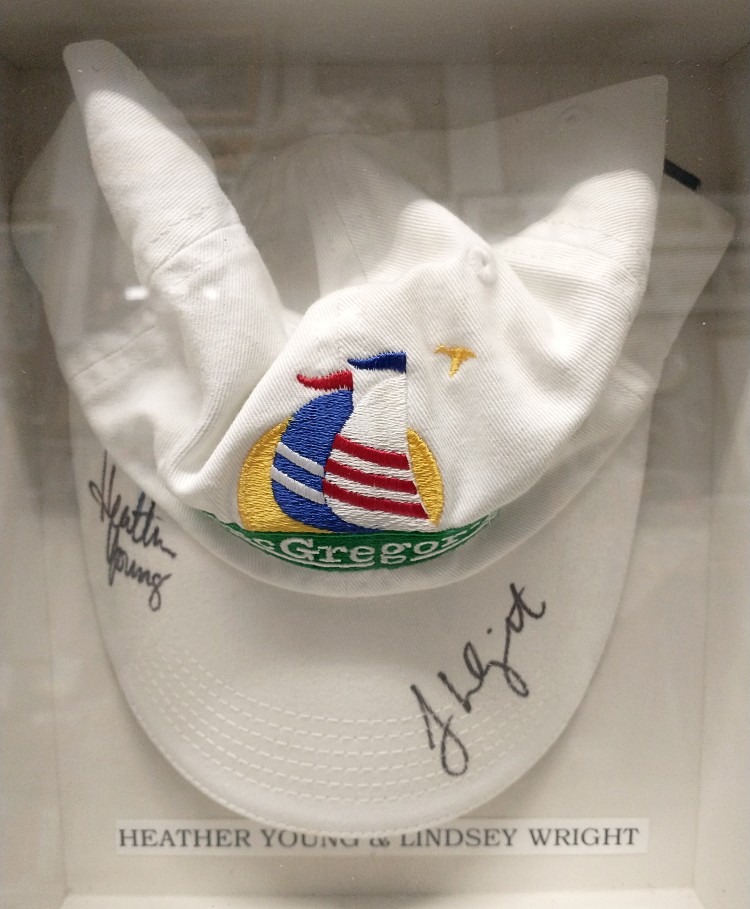 MacGregor's Restaurant cap, signed by LPGA golfers, Heather Young and Lindsey Wright, donated by Dan Lee.