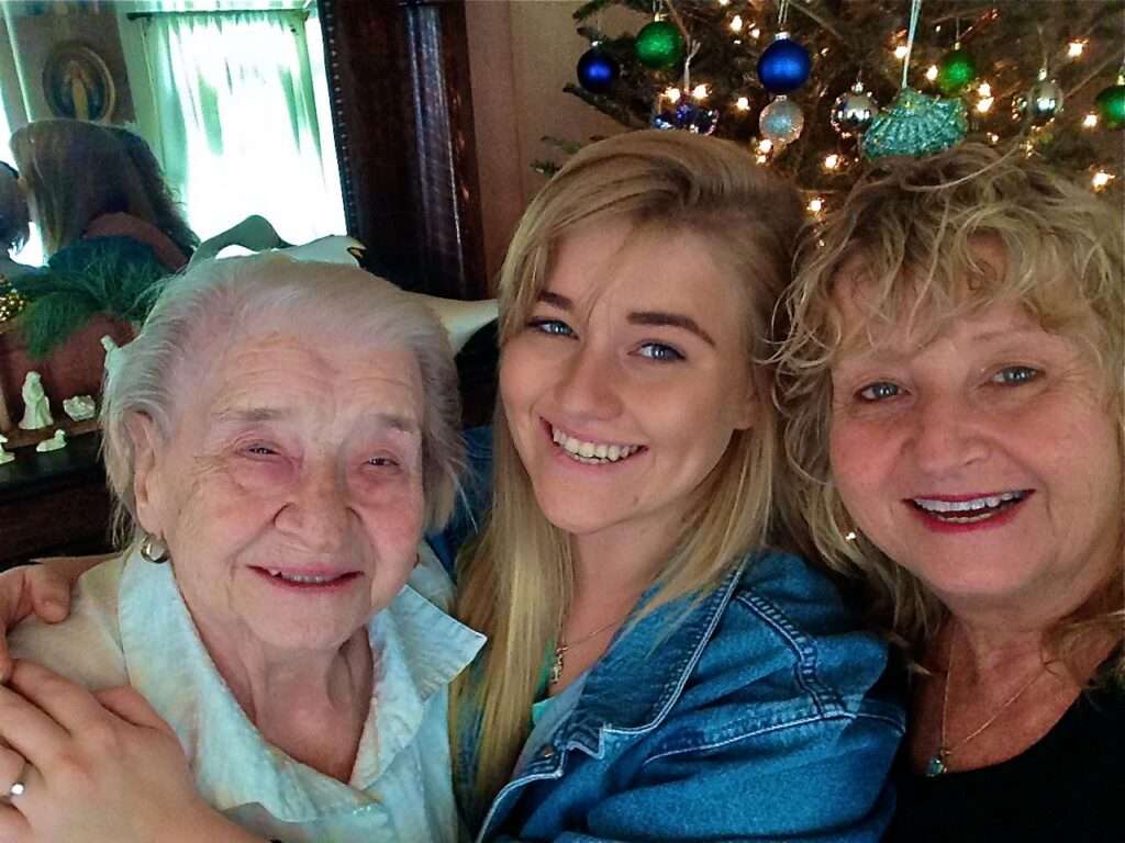 Mary McLhinney with granddaughter Caite and daughter Annie (from Facebook)