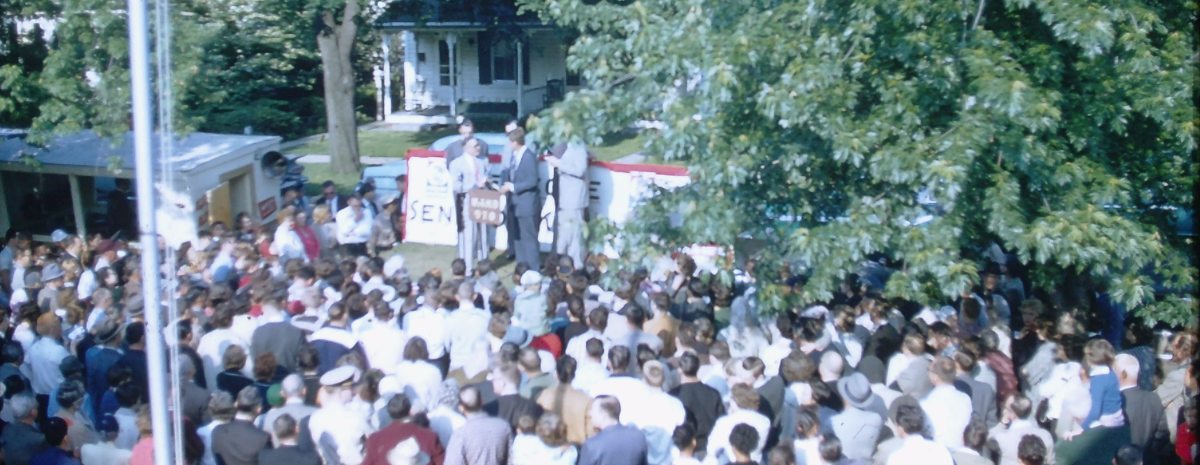 Photo of the crowd enjoying the visit from then Senator John F. Kennedy in Havre de Grace, MD on May 14, 1960