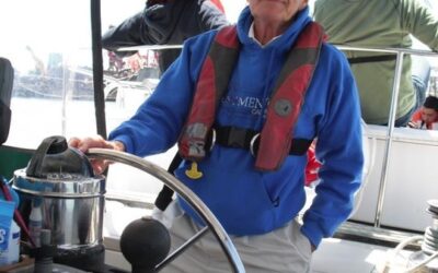 Bob (Robert) Wood aboard his 64-ft steel-hulled sailboat, Hummer. photo taken from Obituary page at Zellman Funeral Home in Havre de Grace