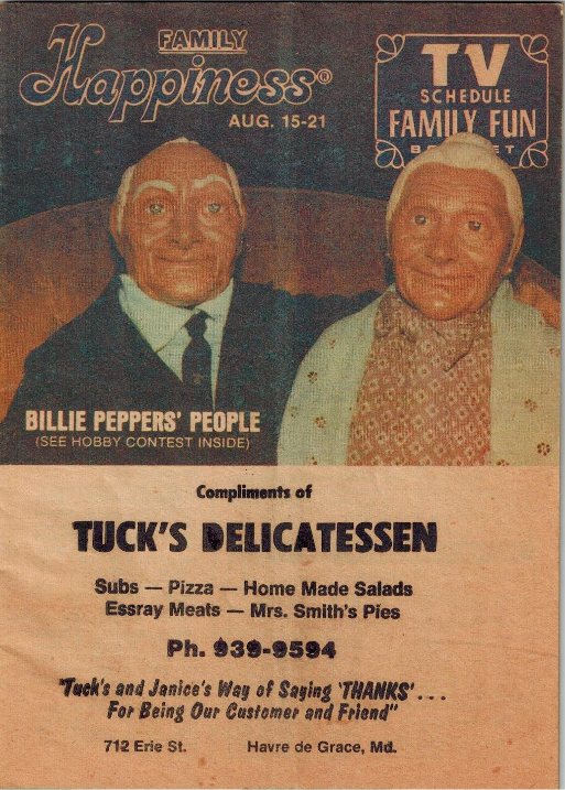 Ad for TUCK'S DELICATESSEN at 712 Erie St, Havre de Grace, where SAM'S DELI is now!