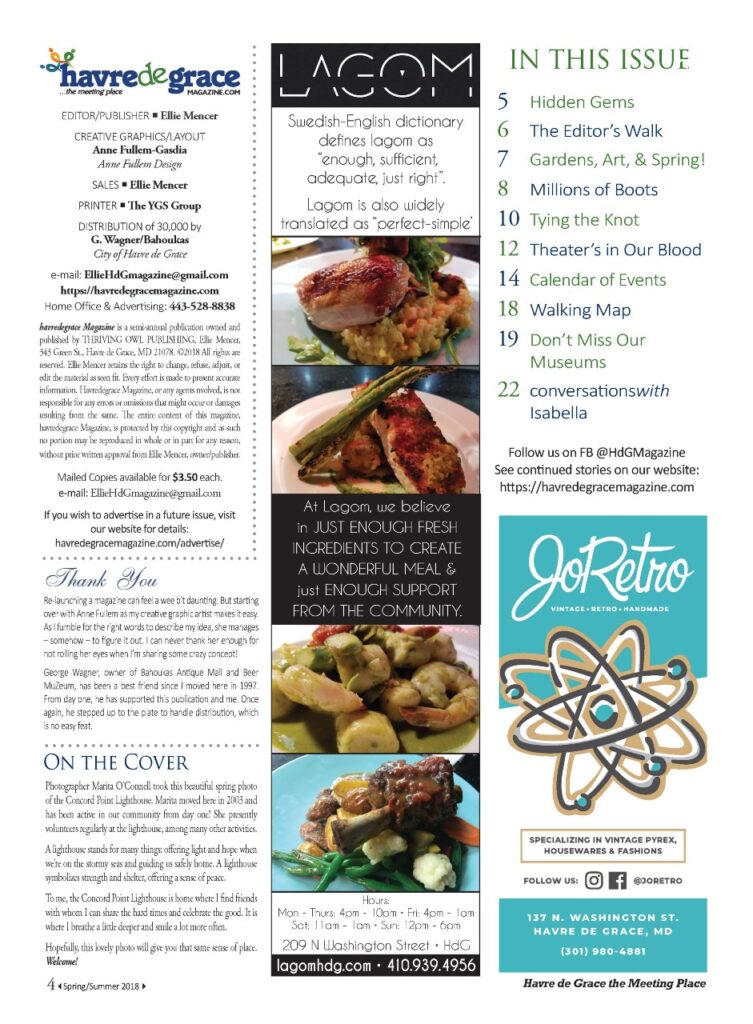 index page for 2018 Spring issue of Havre de Grace Magazine