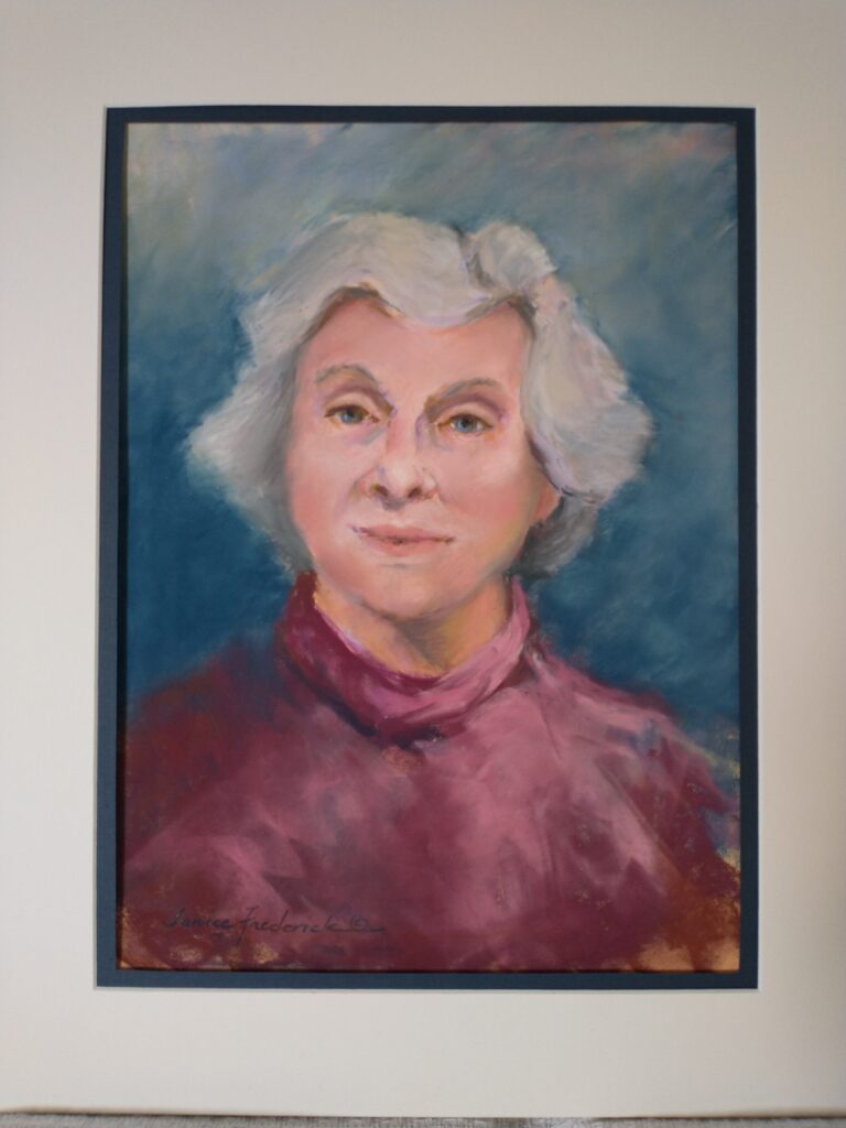 Pastel portrait by artist Janice Frederick of Mrs. Ruth Sale (age 106) in 2016.