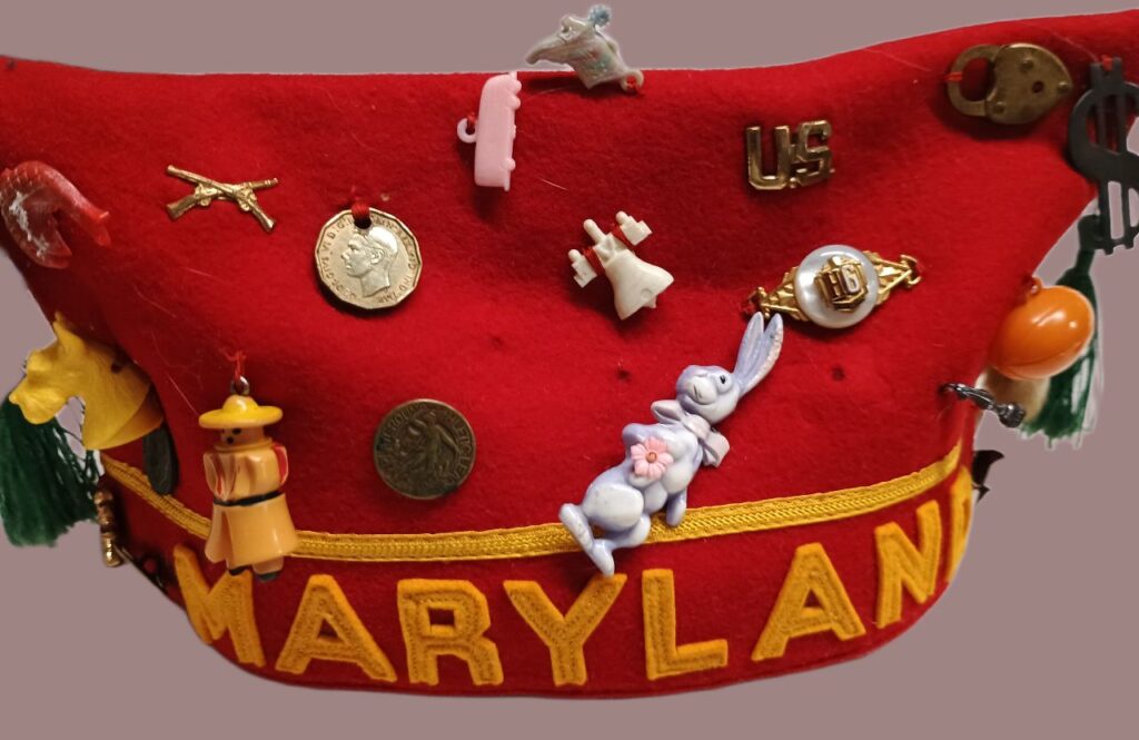Red American Legion cap worn by National Officers - in the Havre de Grace History MuZeum at Bahoukas Antique Mall in Havre de Grace