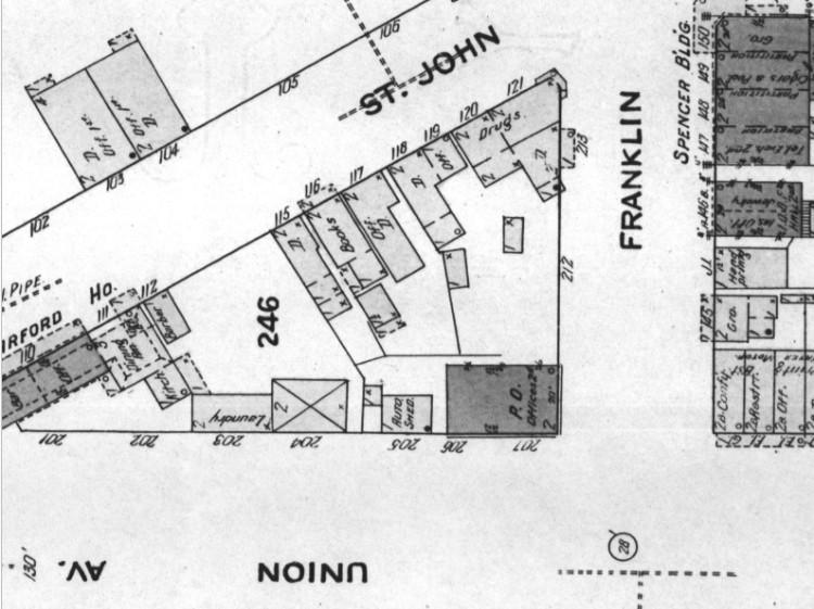 1910 Sanborn map - Post Office at Franklin St & Union Ave in Havre de Grace