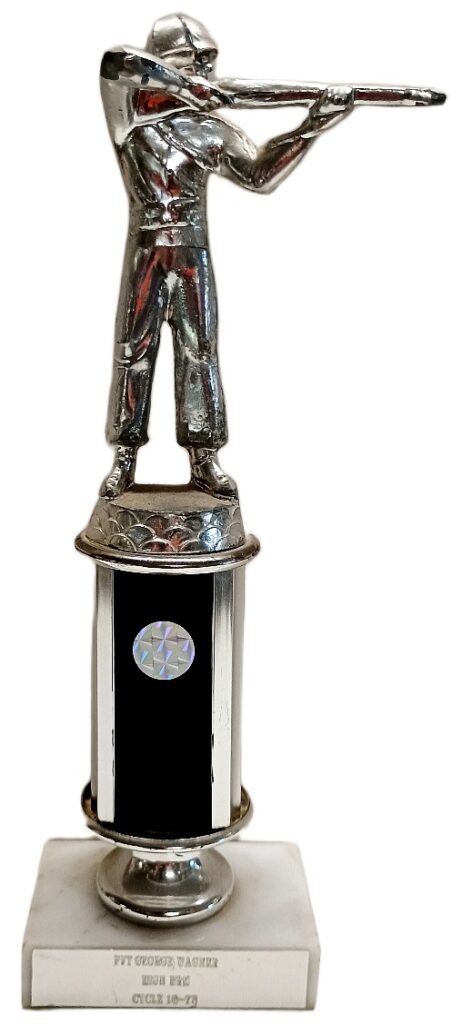 PVT George Wagner's Trophy for Army Basic Training Rifle Marksmanship - can be seen at Havre de Grace History MuZeum at Bahoukas Antique Mall in Havre de Grace