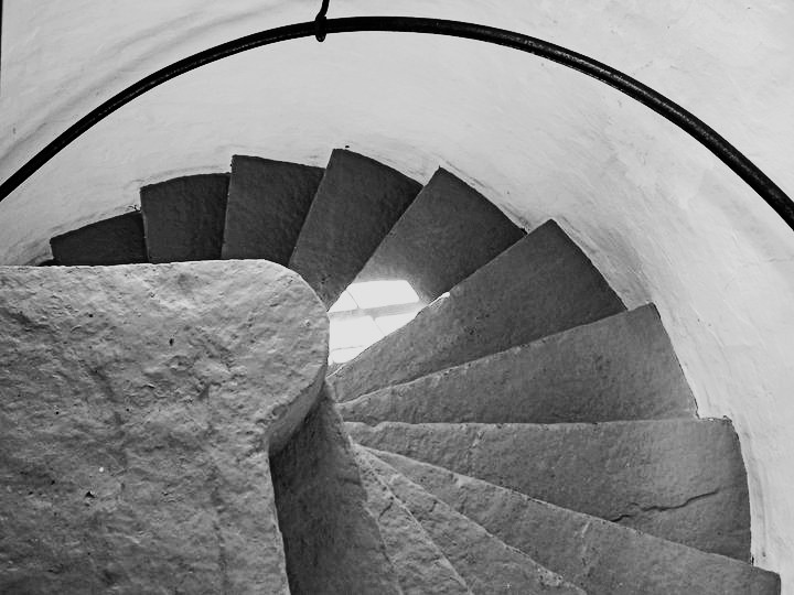 the granite steps in the Concord Point Lighthouse in Havre de Grace, photo by Marita O'Connell, on historichavredegrace.com 