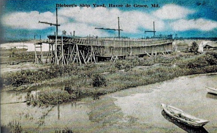 Construction of a barge showing the arrangement of the vessel's ribs courtesy of James Bierer. (Thank you to Jack L. Shagena, Jr. and Henry C. Peden, Jr. - we took it from their book Havre de Grace - its Historic Past, Its Charming Present, and Its Promising Future.)