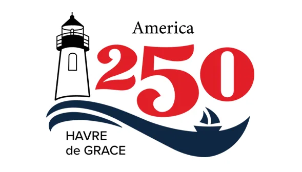 HdG-America-250-logo Logo for Havre de Grace celebrating America 250 with lighthouse and sailboat